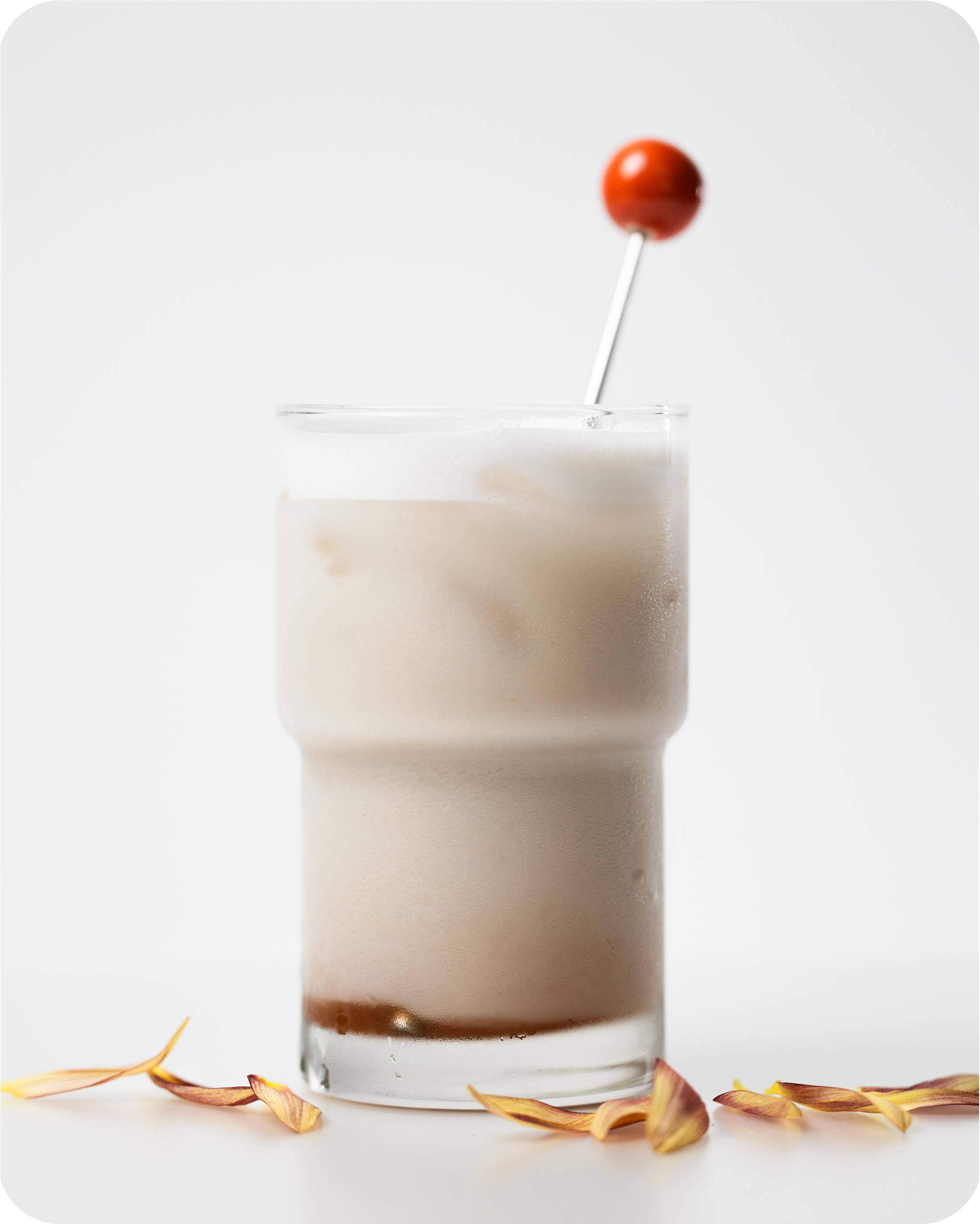 Sparkling water + elderflower syrup + vanilla oat milk