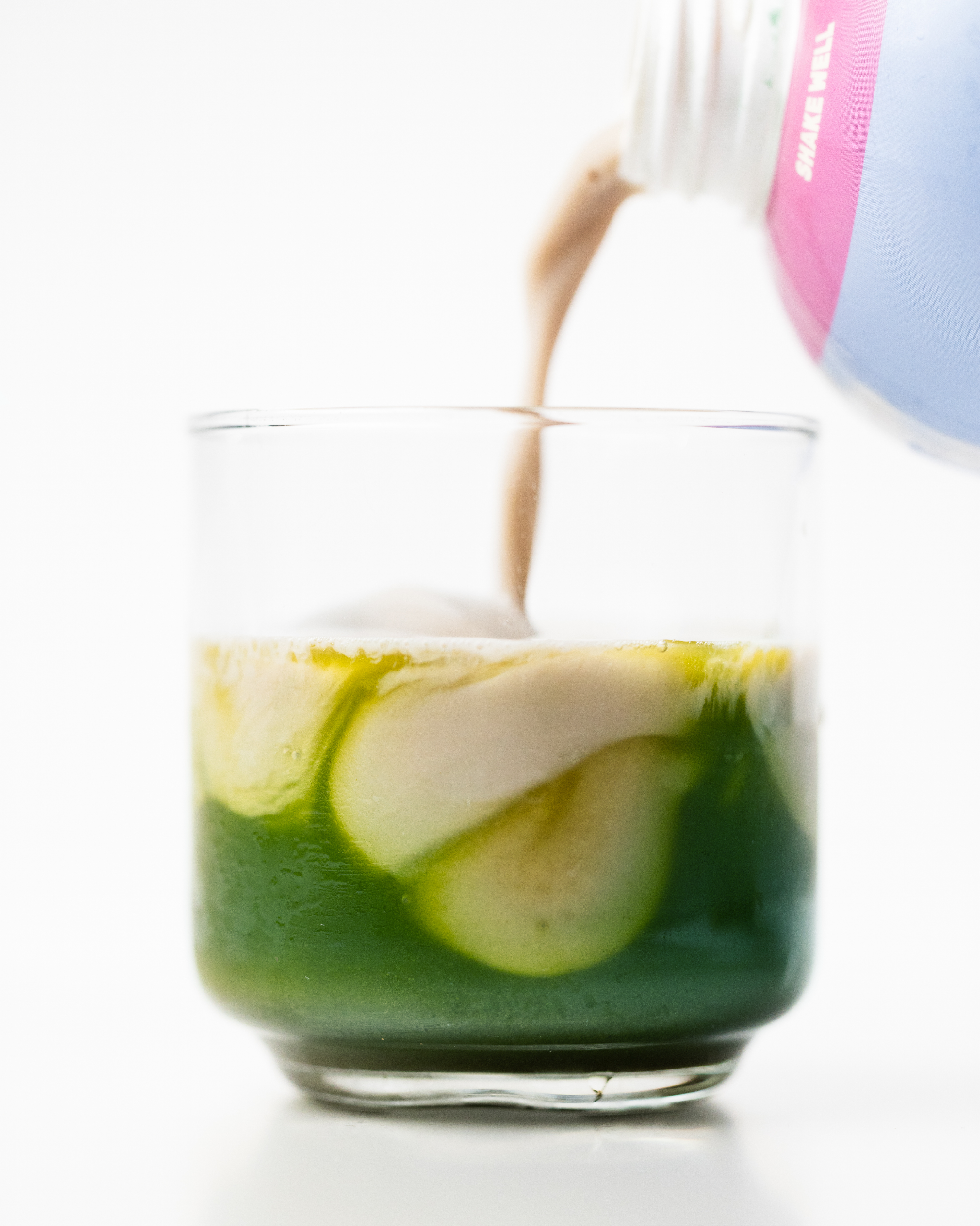 matcha ice latte with vanilla oat milk